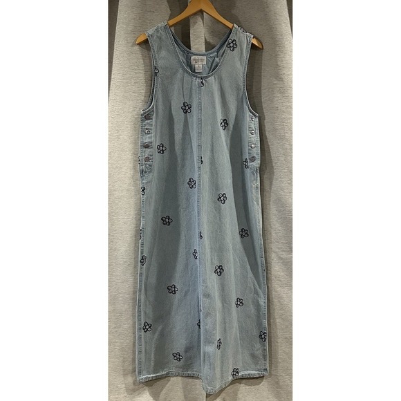 Christopher & Banks‎ Daisy Embroidered Denim Dress Size Medium - Picture 1 of 4